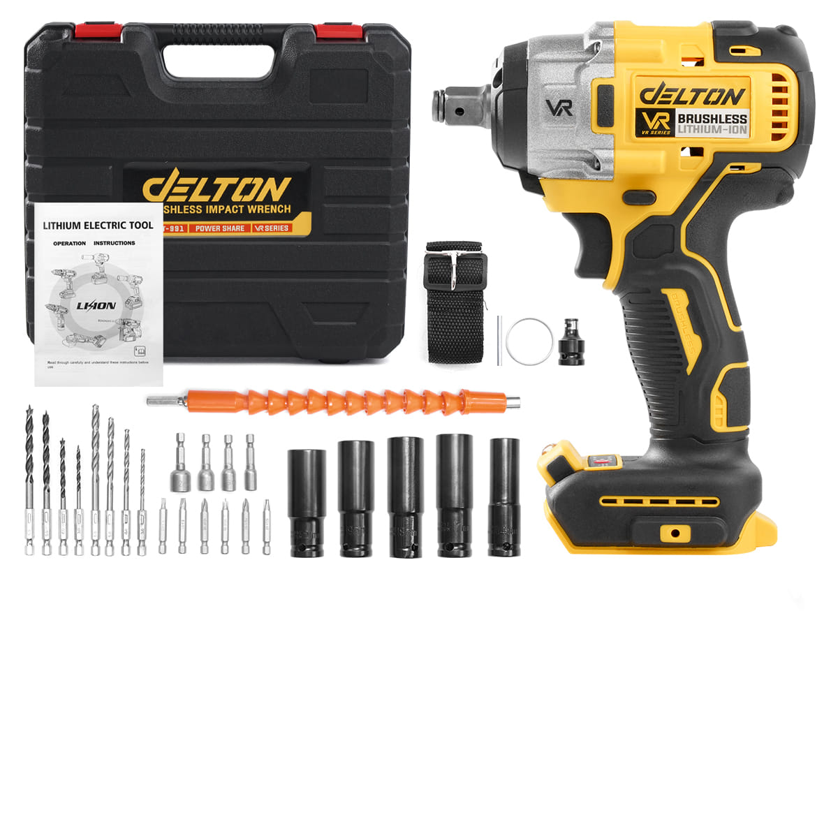 บล็อกกระแทกไร้สาย (เฉพาะเครื่องเปล่า) DELTON รุ่น CWT-991-32 VR-SERIES 20V พร้อมอุปกรณ์เสริม 32 ชิ้น